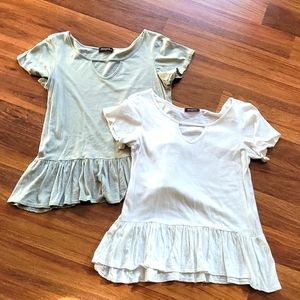 2 short sleeve peplum tops